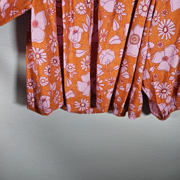 Free People Miss Daisy Floral Printed Smock Blouse Size S - Picture 4 of 14